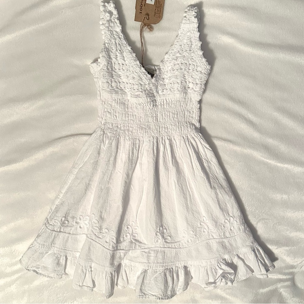 Cotton Natural White Dress Made Peru NWT Kids Girls 2T Toddler Fir Flare V-neck